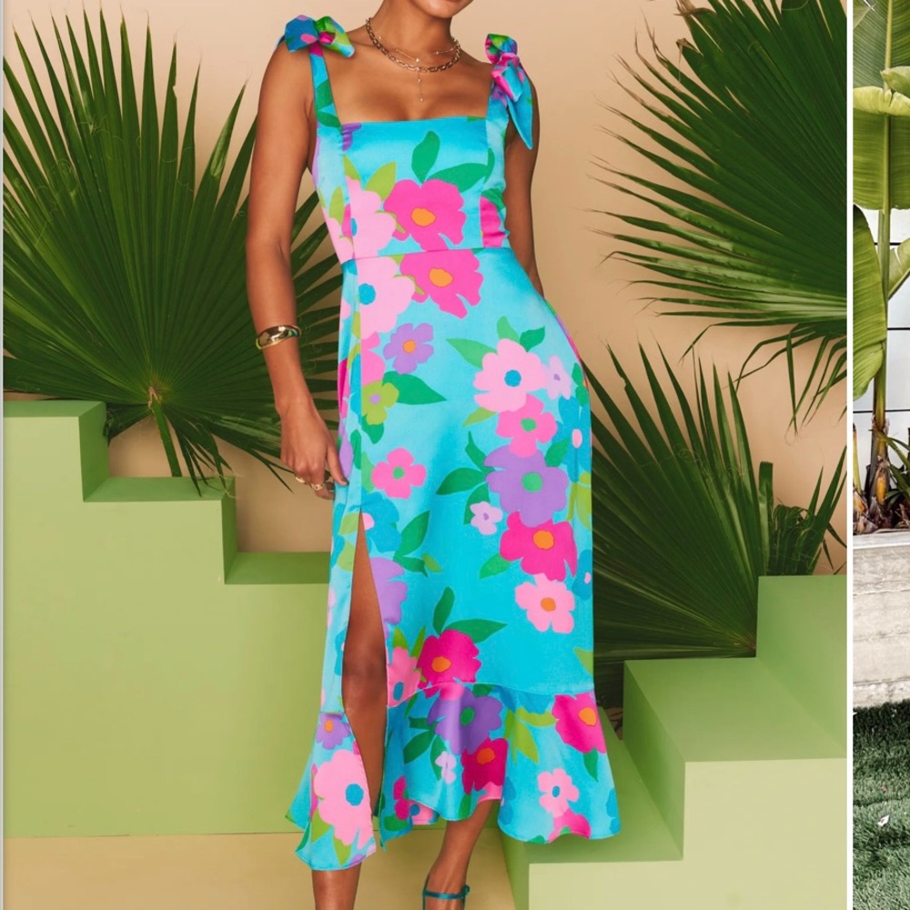 Show Me Your Mumu Floral Maxi Dress with Bow Straps